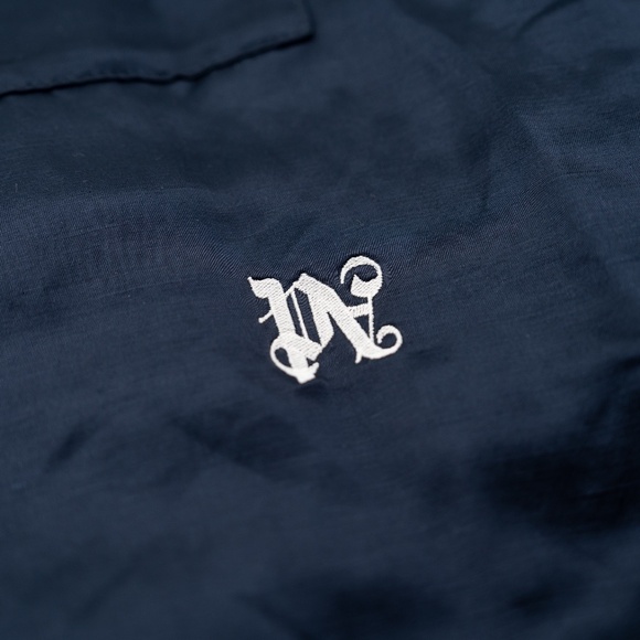 size XS (38) - PALM ANGELS MONOGRAM SATIN BOWLING SHIRT Navy - Picture 7 of 8